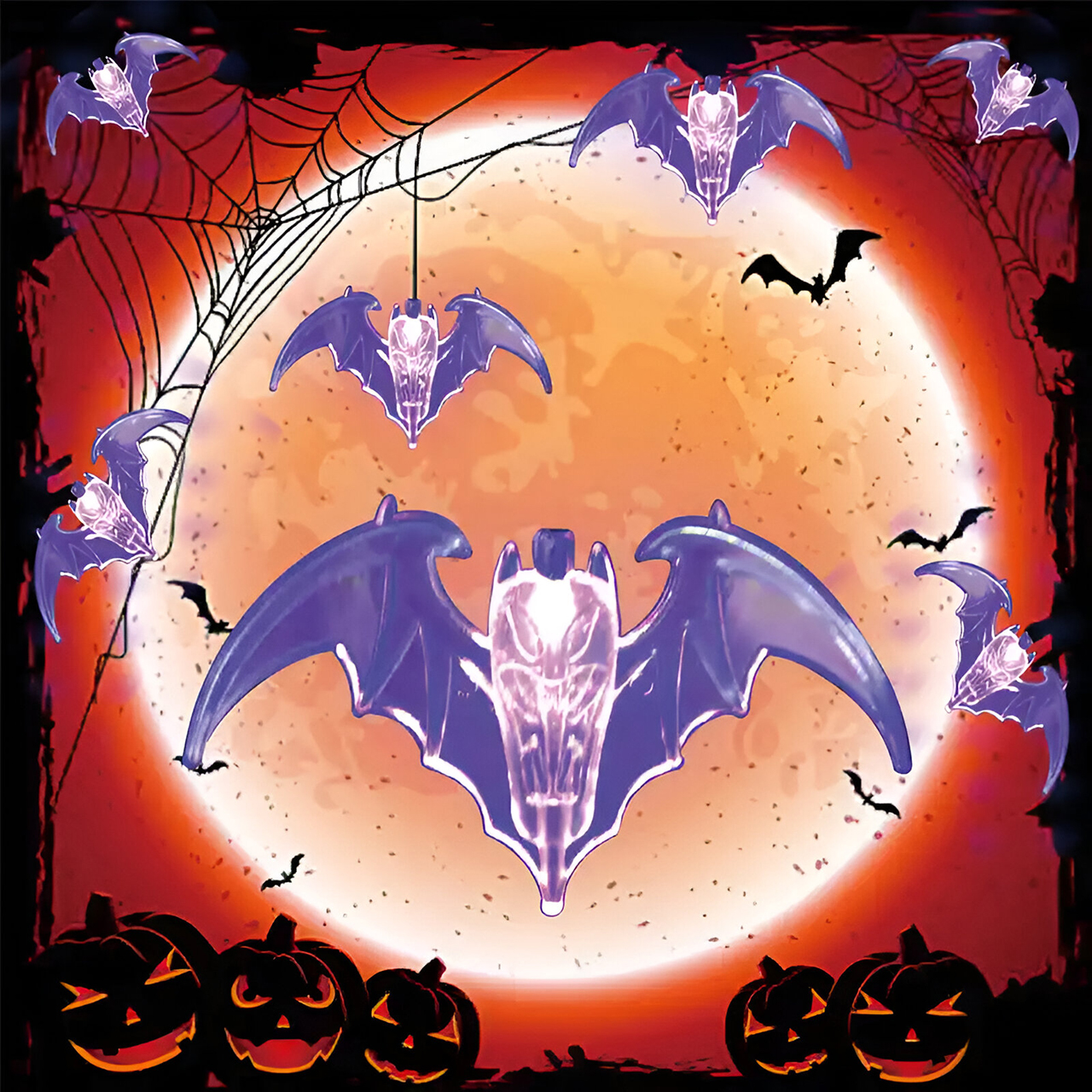 Halloween Purple Bat LED String Lights Decoration - Battery Powered - 20 Bulb Set Questions & Answers