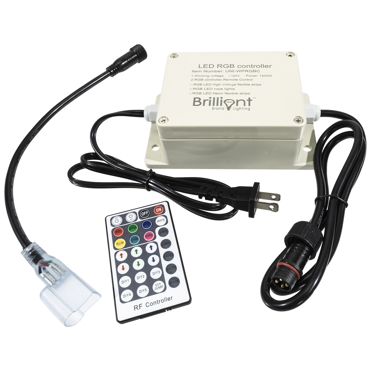 Outdoor Multi-Function RGB LED Neon Rope Light RF Weatherproof Controller - 120 Volt Questions & Answers