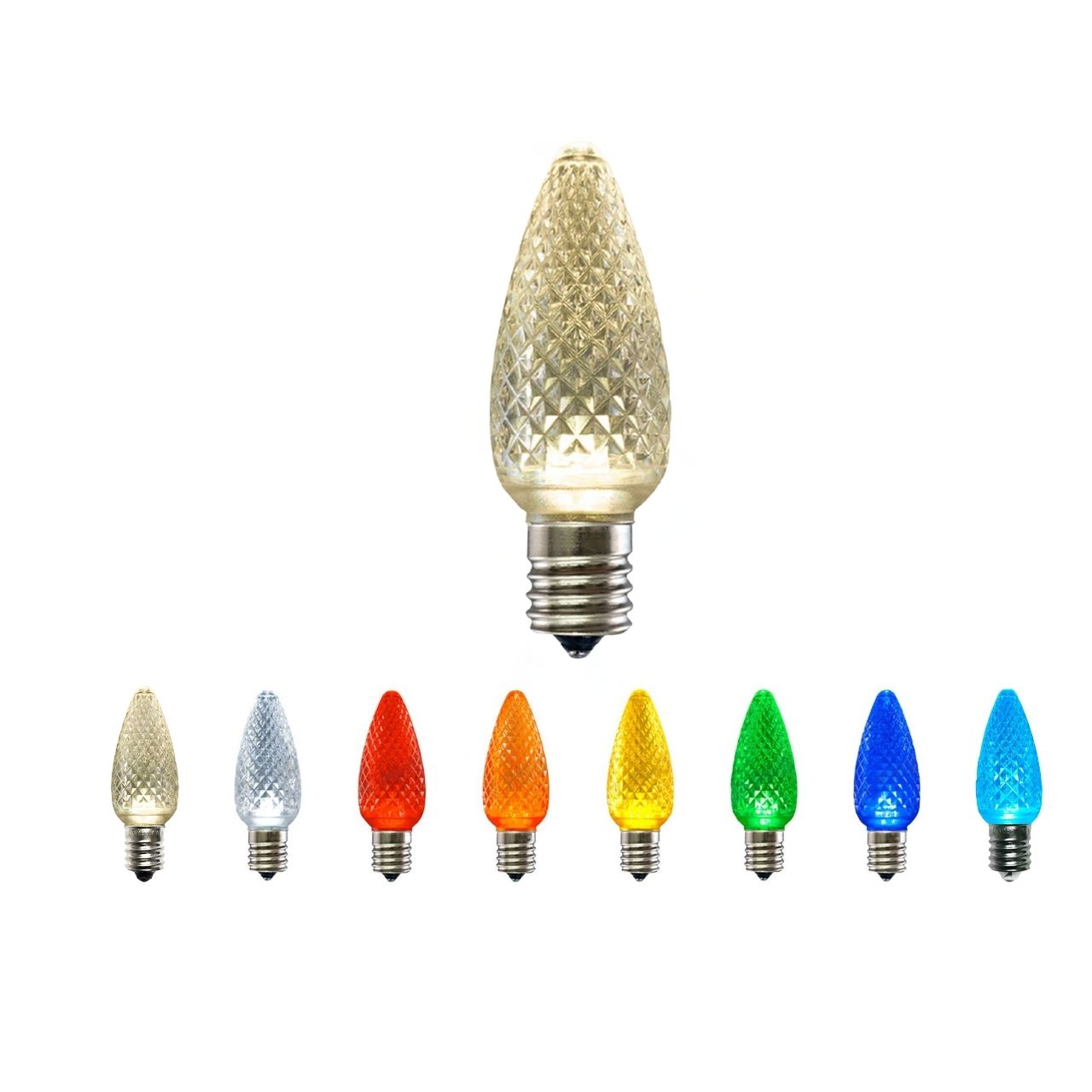 C9 LED Christmas Light Bulbs - Intermediate E-17 Base (25 Pack) - Faceted Questions & Answers