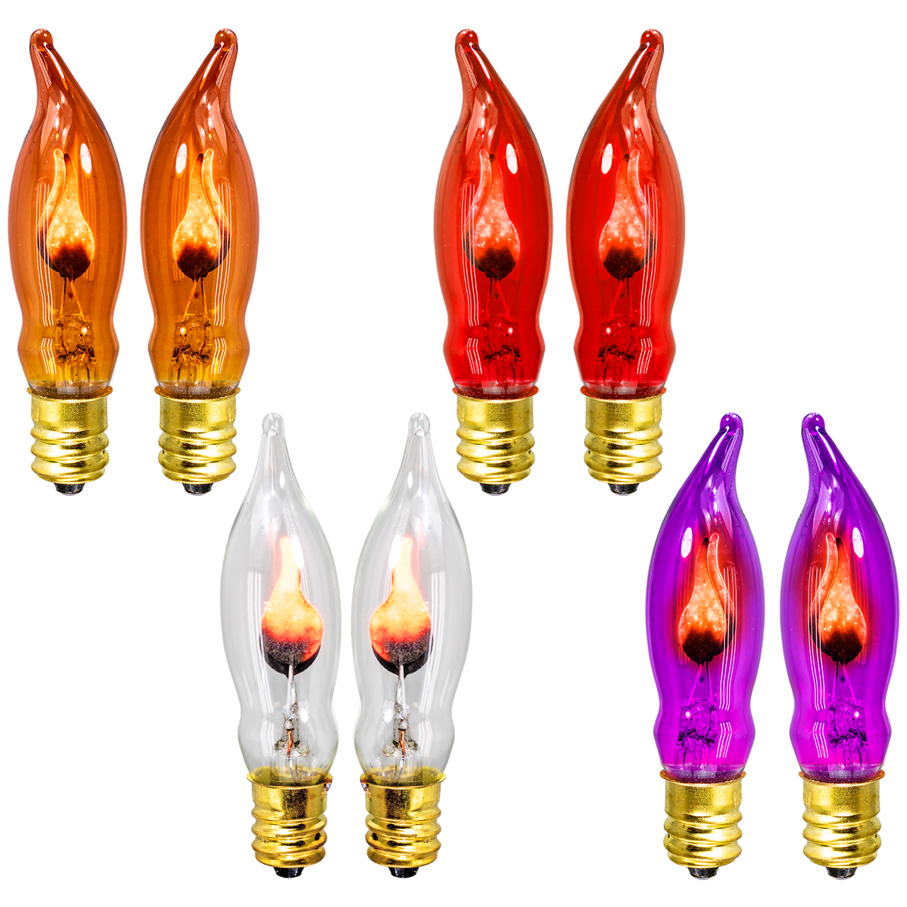 What color flickers from the clear bulb please? Is it orange?