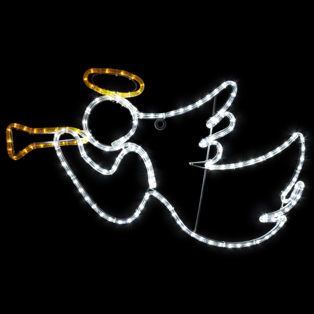 LED Rope Light Angel with Horn Christmas Decoration - Lighted Sign - Warm White and Cool White - 30 Inch Questions & Answers