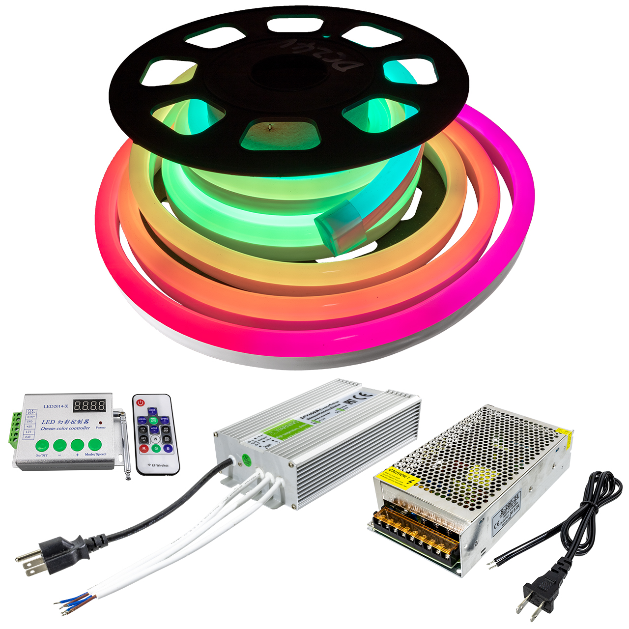 Dream Color RGB Color Changing Chasing SMD LED Neon Rope Light - 24 Volt - 33 Foot Bundle Questions & Answers