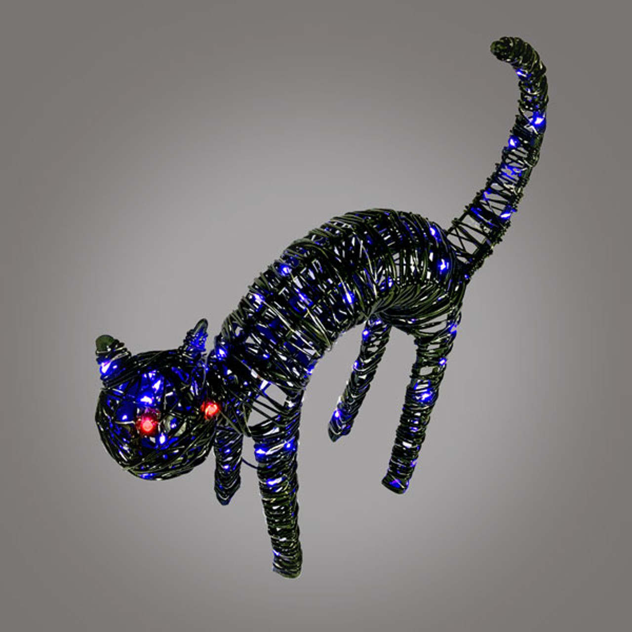 3D LED Lighted Halloween Scared Cat Decoration - Purple and Red - 16 Inch Questions & Answers