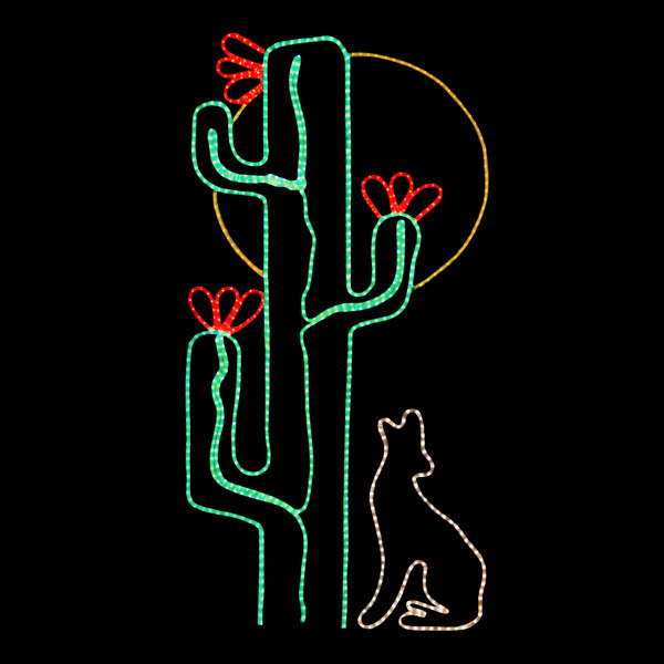 LED Rope light Saguaro Cactus with Coyote and Moon Decoration - Lighted Sign - Multi-Color - 60 Inch Questions & Answers