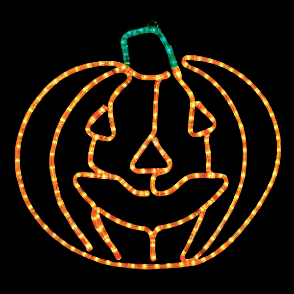 LED Rope Light Halloween Jack-O'-Lantern Motif Pumpkin - Lighted Silhouette - Orange - 24 Inch Questions & Answers