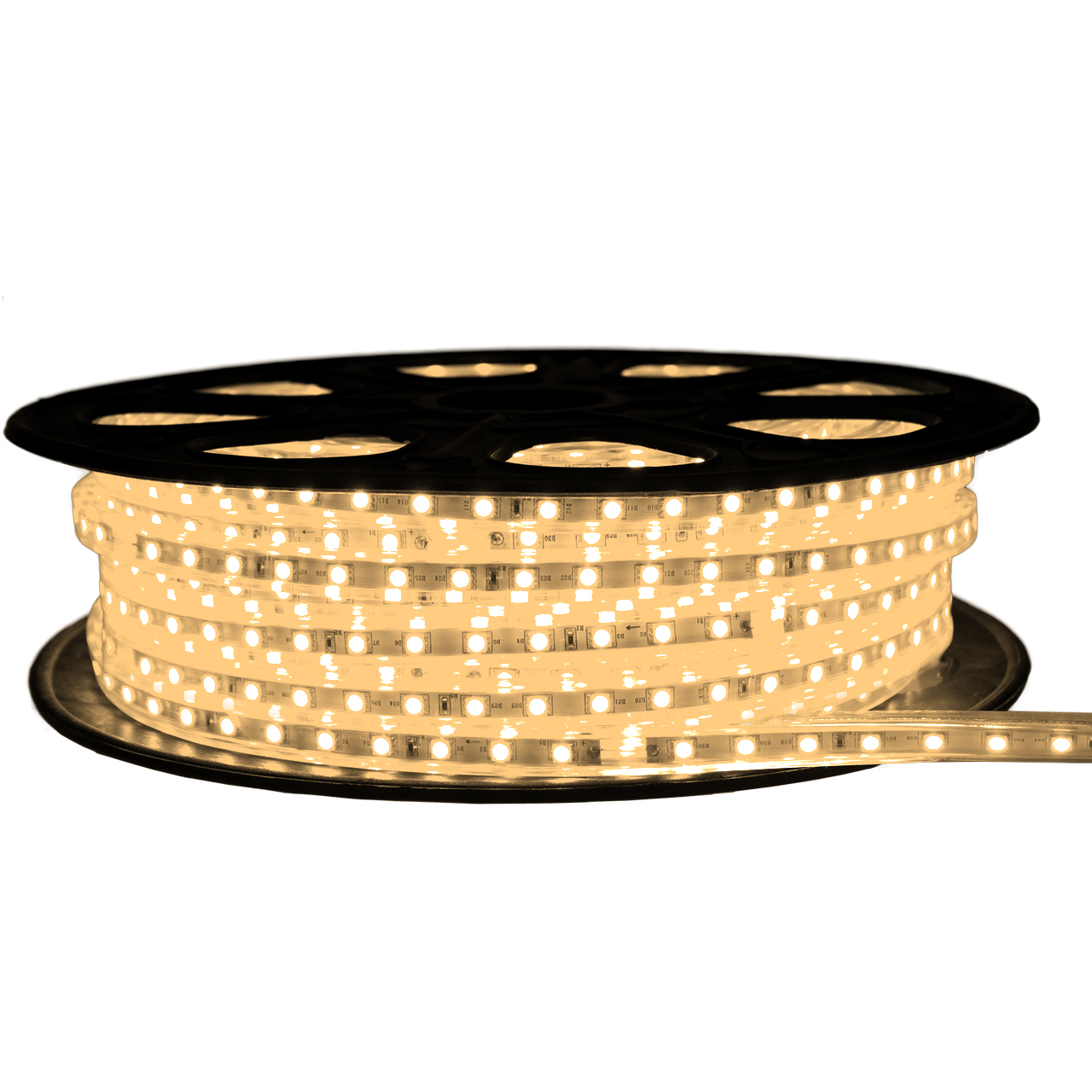 Warm White LED Strip Light - 120 Volt - (SMD 3528) - can this be used outdoors, and does it have adhesive back?