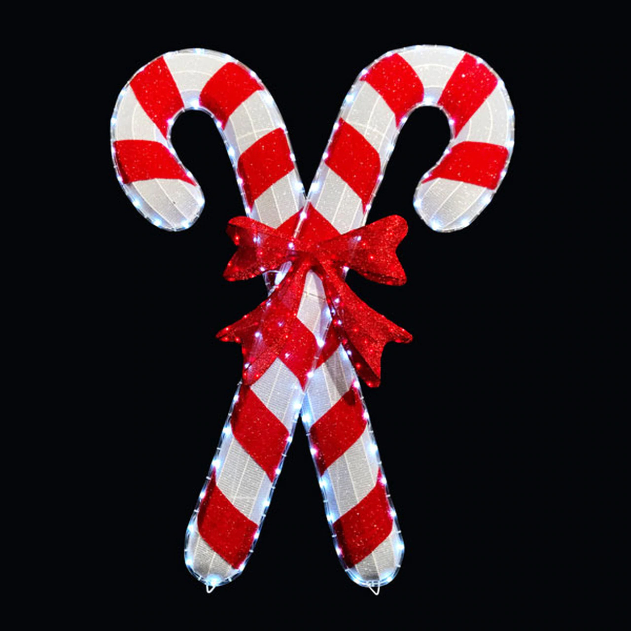 LED Rope Light Double Candy Cane Christmas Decoration - Lighted Sign - Cool White and Red - 48 Inch Questions & Answers