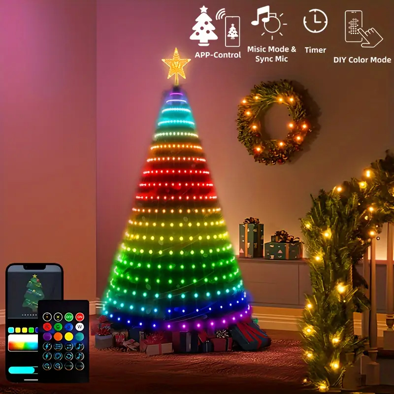 Smart RGB Dynamic Color Changing LED Multi-Function Christmas Tree Vertical Fairy Lights Questions & Answers